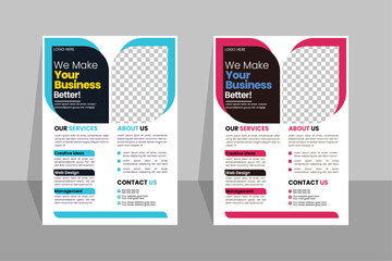 Corporate business flyer template design set, vector design,geometric & abstract business flyer, editable vector template design