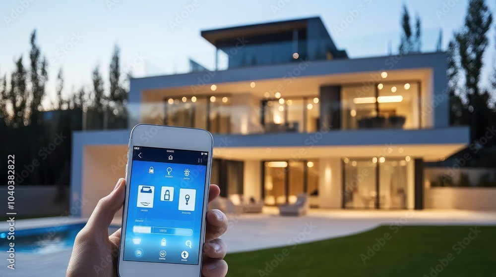 Poster smart home automation transforming modern living with mobile control of architecture and technology
