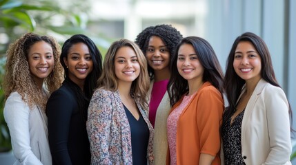Fototapeta premium Global mentorship programs led by multicultural women in STEM, empowering young female professionals through knowledge sharing and support