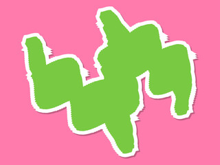 Abstract Colourful hand-draw fluid brush sticker shape design