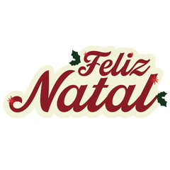 merry christmas lettering in portuguese, brazil