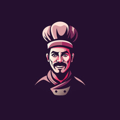 Expert chef icon in flat style