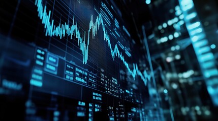 Obraz premium Blue Financial Charts on Digital Screen