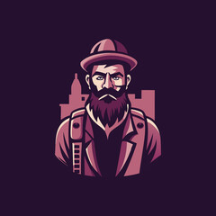 Flat style icon of a tourist