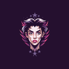 Elegant woman icon in flat style