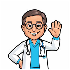 Cheerful Doctor Character in a Flat Design Aesthetic