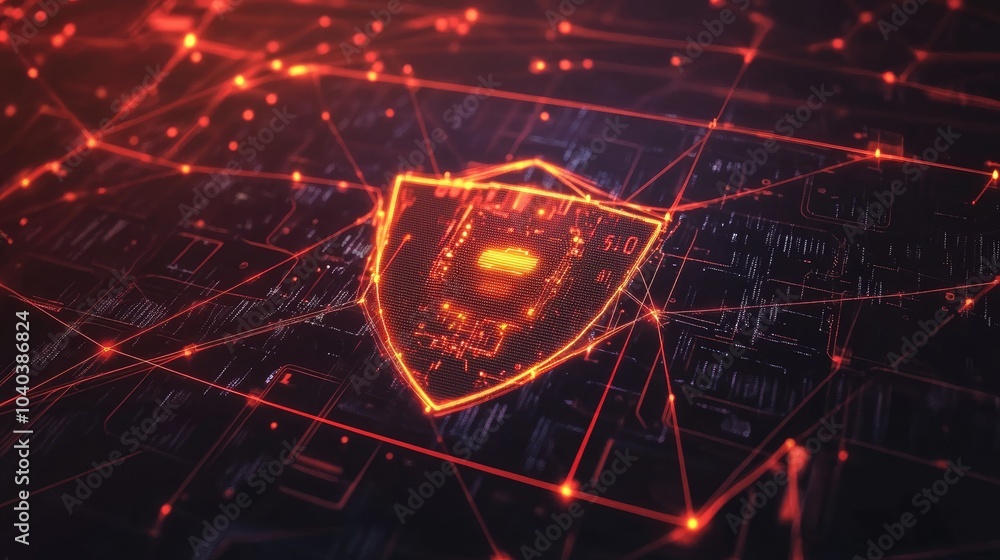 Poster digital security shield safeguarding data in a connected world with advanced cybersecurity technolog