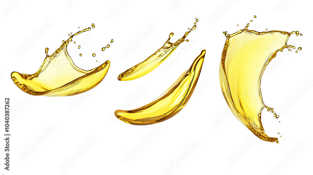 Poster dynamic splashes of fresh olive oil on a transparent background generative ai
