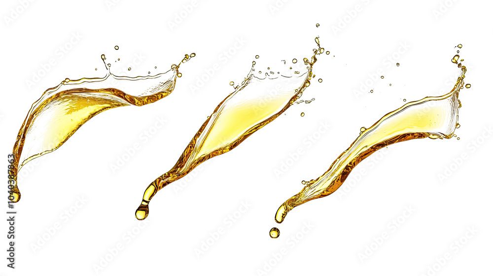 Poster dynamic splashes of fresh olive oil isolated on transparent background generative ai
