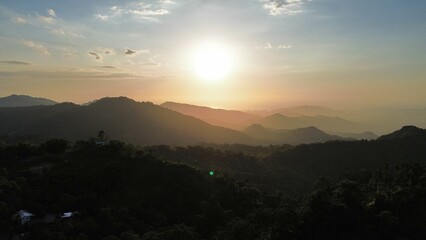 Obraz premium Aerial photo of sunset in Minca, Colombia