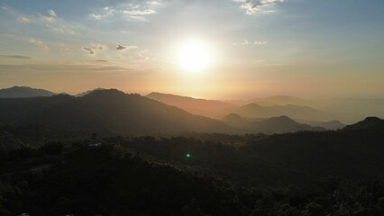 Aerial photo of sunset in Minca, Colombia