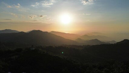 Aerial photo of sunset in Minca, Colombia