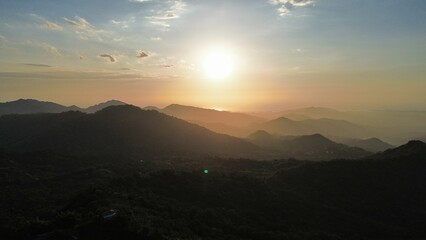 Aerial photo of sunset in Minca, Colombia