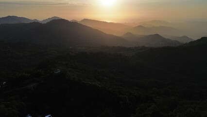 Aerial photo of sunset in Minca, Colombia