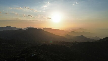 Aerial photo of sunset in Minca, Colombia