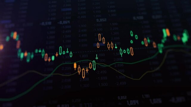 candlestick chart diagram stock, background loop animation