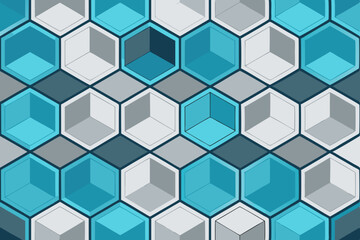 Seamless Hexagonal Grid Pattern with 3D Illusion Effect