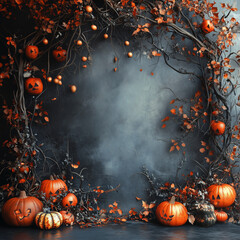halloween pumpkin background, Generative AI	

