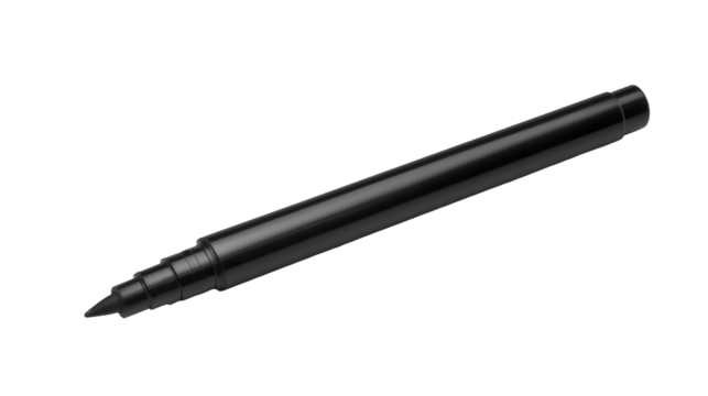 black marker pen with fine tip, isolated on white background, cut out