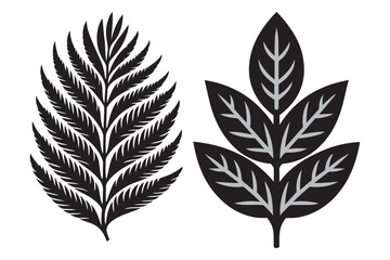 silhouettes leves white backround