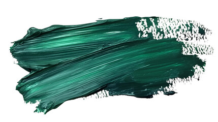 green brush stroke of acrylic paint on a white background, showcasing texture and artistic brushwork, cut out
