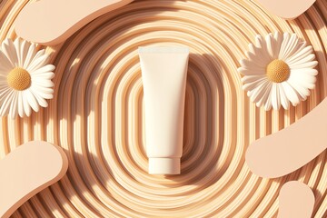 Obraz premium Stylish skincare product surrounded by floral design, perfect for beauty or wellness themes, emphasizing natural ingredients.