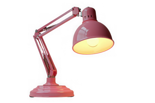 Pink desk lamp isolated on transparent background, png file, no background png file