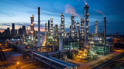 Fototapeta premium Night Shift at the Petrochemical Plant 