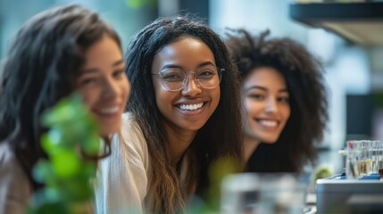 Mixed-race women in STEM offering mentorship opportunities to foster diversity and inclusion in scientific and technological fields globally