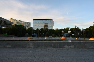 Almaty city streets early summer morning.
