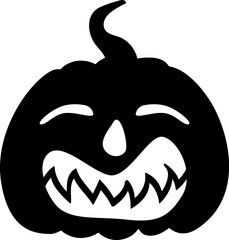Jack-o-lantern pumpkin creepy face expression silhouette. Halloween party pumpkin carving. Stock vector illustration isolated on white background in flat style.