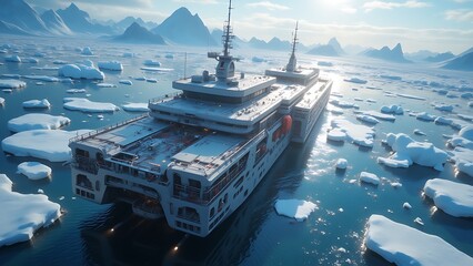 Icy Voyage: A Vessel Sailing the Vast Arctic