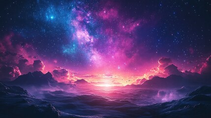 Naklejka premium Breathtaking cosmic scene with vibrant colors in a starry night sky