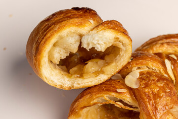 freshly baked wheat bun with filling and with cinnamon