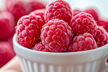 Fresh raspberries in a bowl, ready for a delicious treat