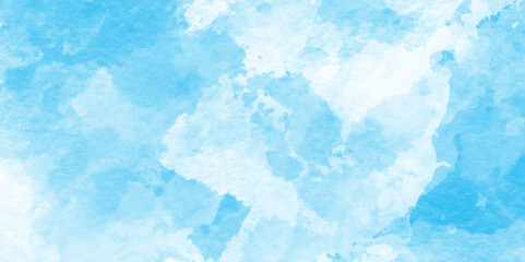 Blue watercolor abstract cloudy sky background, Abstract vector blue watercolor paint splash, Colorful gradient ink colors wet effect hand drawn paper texture background.