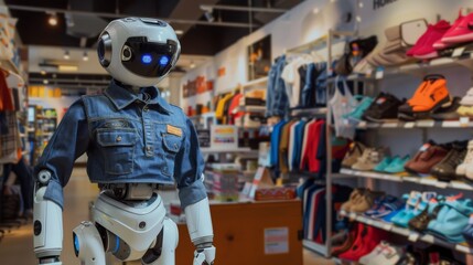 Fototapeta premium Humanoid robot providing customer service in a retail store