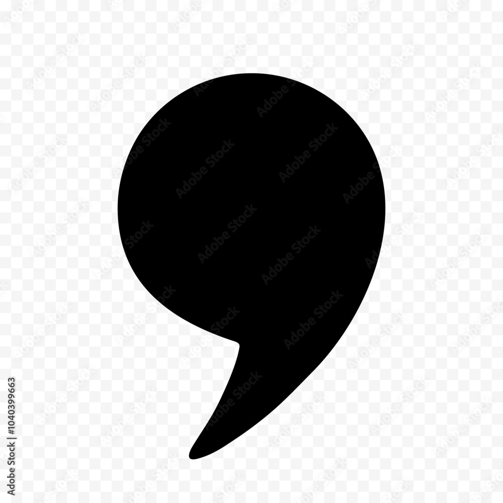 Fototapete a flat round comma icon on a transparent background. quotation marks, isolated black vector icon in 