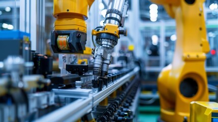 Industrial robot assembling parts in a high-tech factory