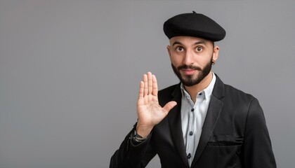 Man Using Sign Language To Communicate Against