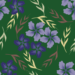 flower seamless pattern on green background
