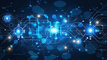Obraz premium High tech technology geometric and connection system background --no text and people, human --chaos 10 --ar 16:9 Job ID: 4fc1b9b1-92eb-40d4-b96b-d2d013c227ea