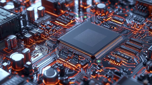 Multi-core processor, intricate circuitry, futuristic chip design, 3D illustration