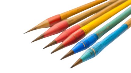PNG Colorful Wooden Pencils Close Up: Art Supplies for Creative Expression Isolated on Transparent Background