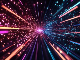 Fototapeta premium Vibrant Stream of Light and Color A Journey Through Abstract Energy and Motion