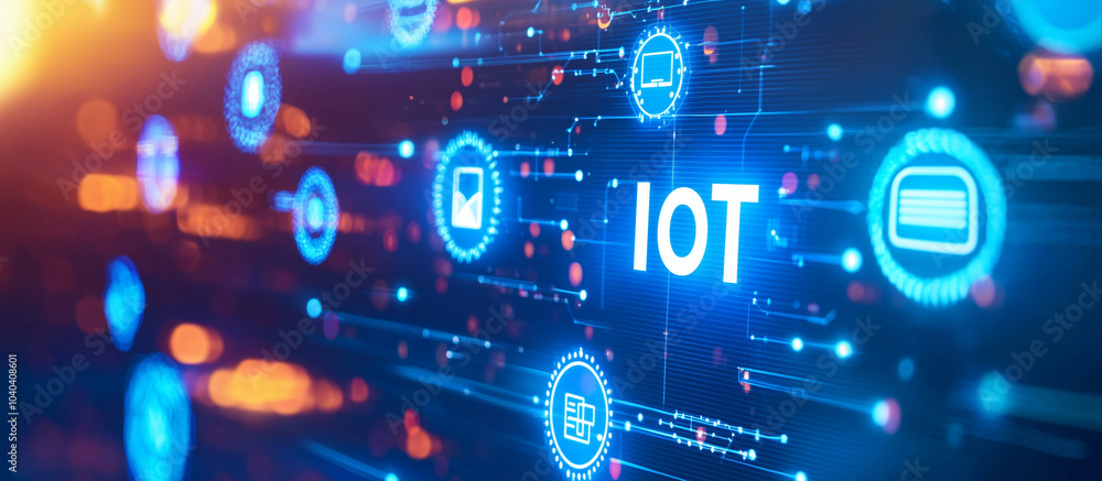 Poster iot virtual interface concept for digital transformation