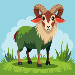 sheep with green grass vector illustration 