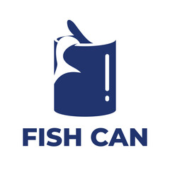 fish can flat minimalist logo design