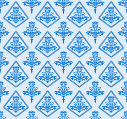 Hue blue and white Vector luxury decorate fabric pattern