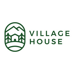 village house flat minimalist logo design